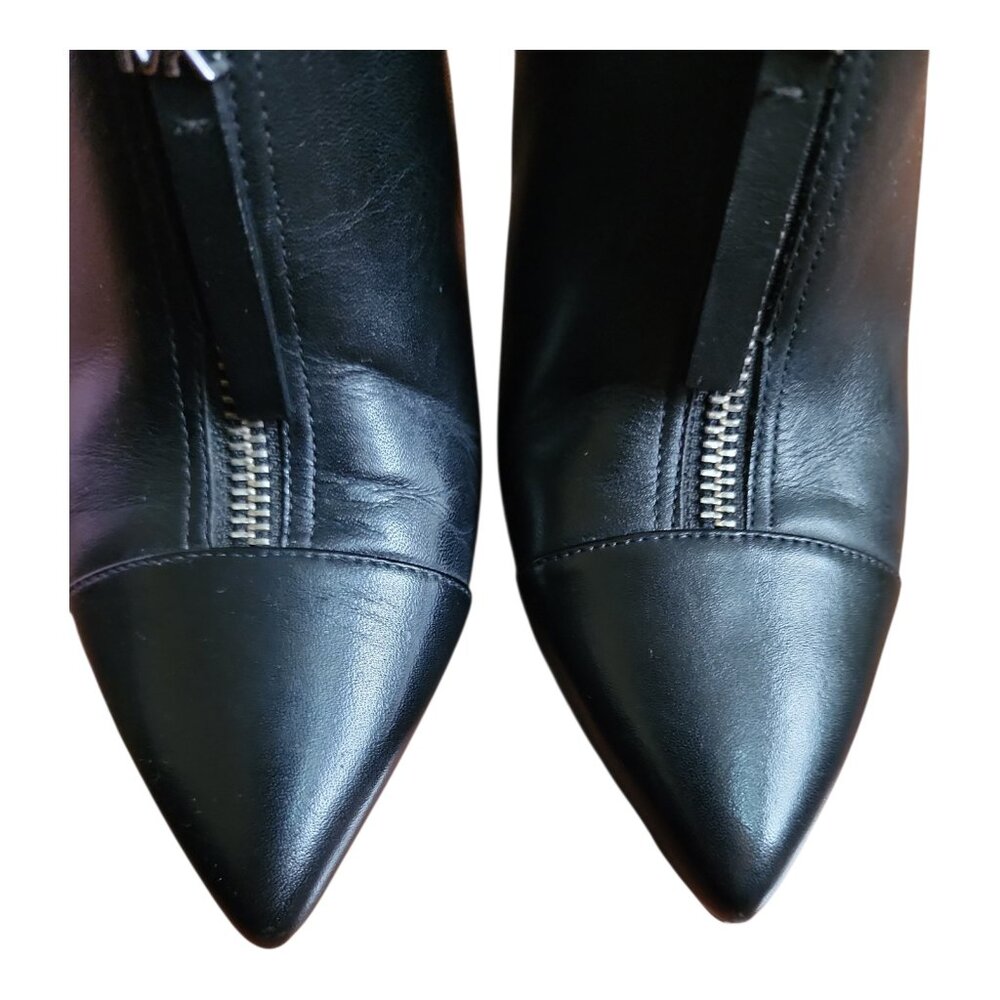 Michael Kors Bootie Shoes Womens Size 7.5 Black Calf Leather Stiletto Heel - Picture 2 of 9